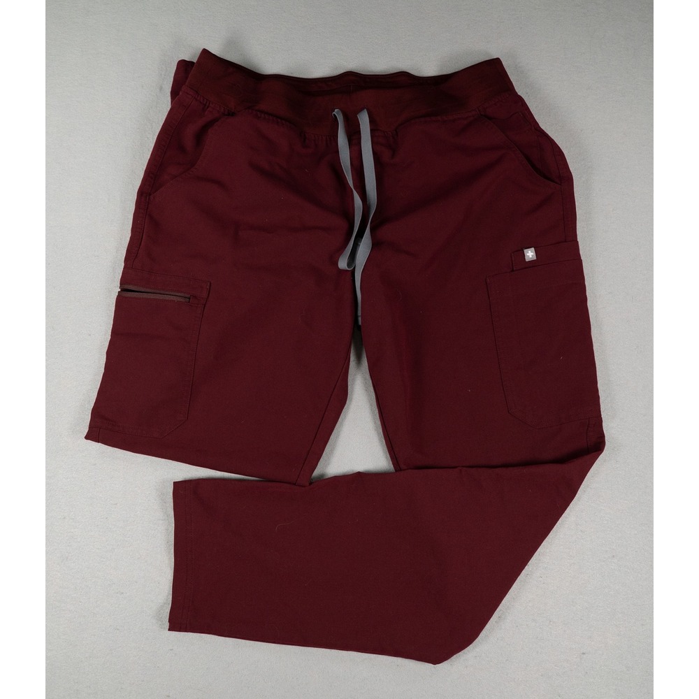 FIGS Womens Yola Yoga Scrub Pants Technical Collection Burgundy Large Tall L/T